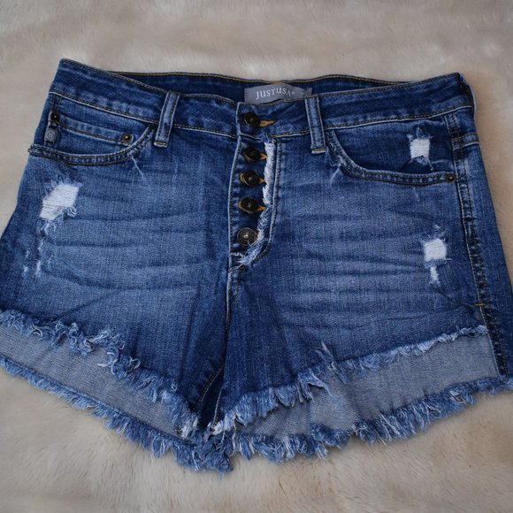 Just USA Pants - Just USA Blue Denim Cut Off Jean Shorts